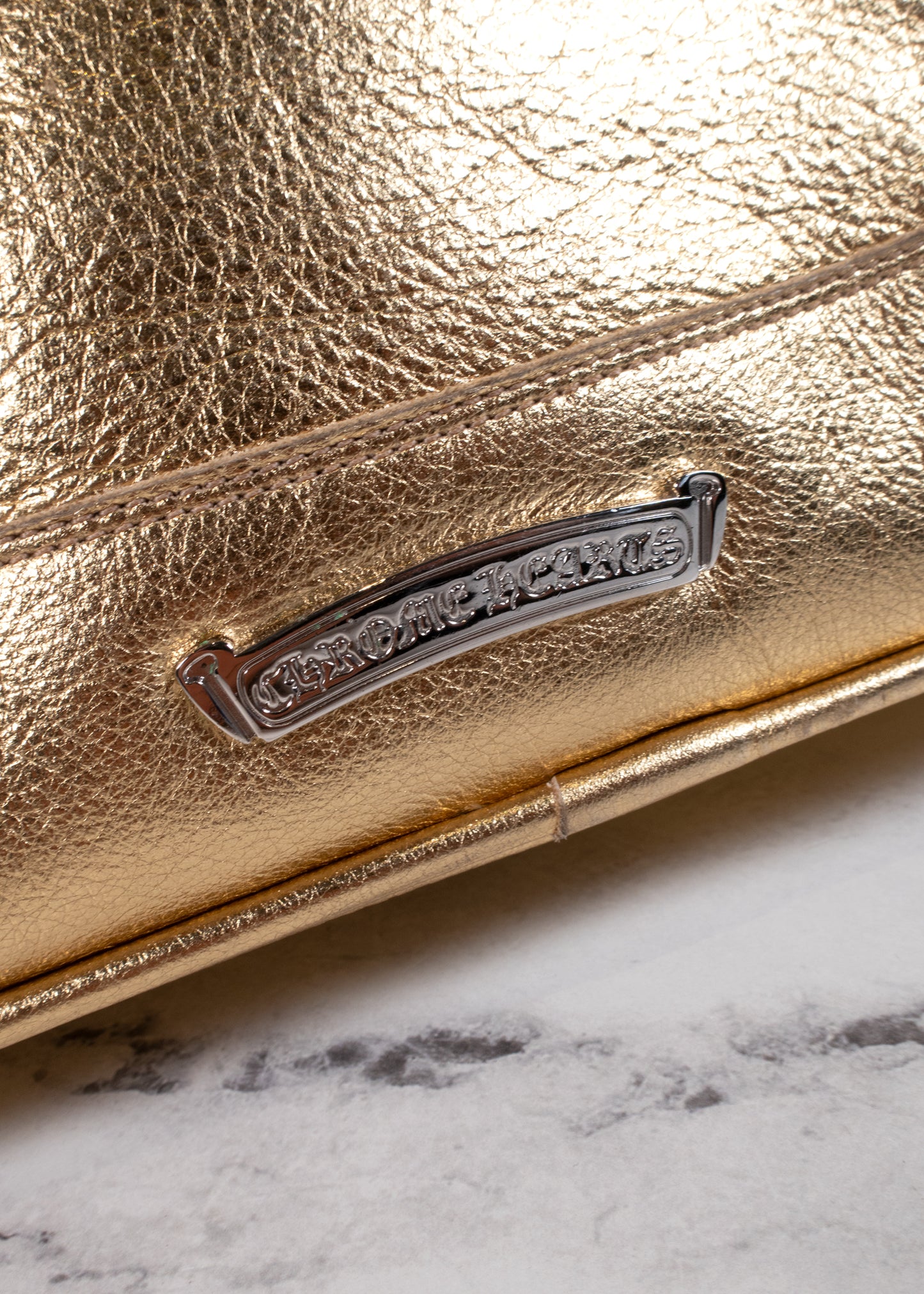 Chrome Hearts Large Gold Fleur Metallic Tote Bag
