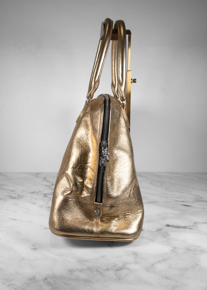 Chrome Hearts Large Gold Fleur Metallic Tote Bag