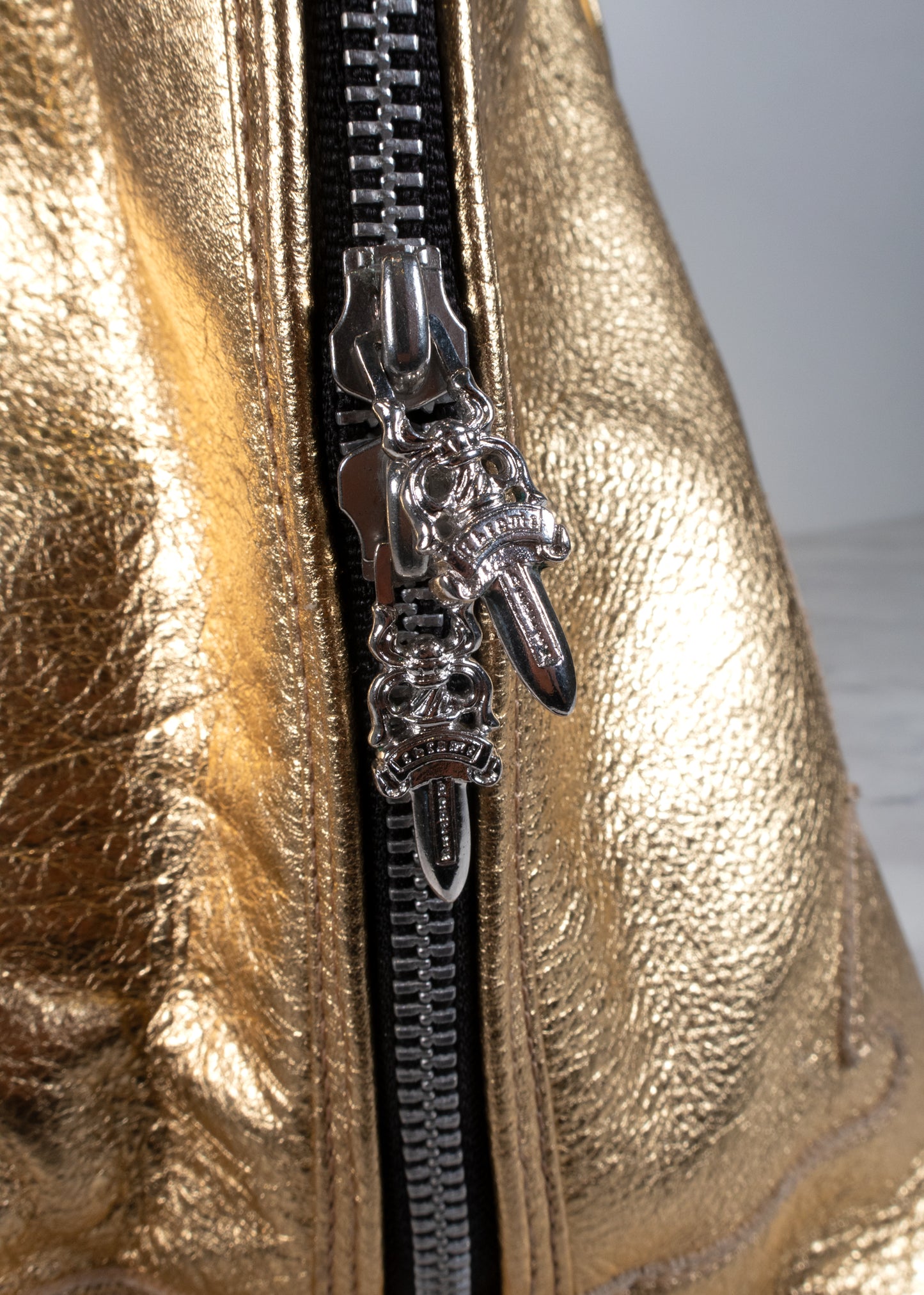 Chrome Hearts Large Gold Fleur Metallic Tote Bag