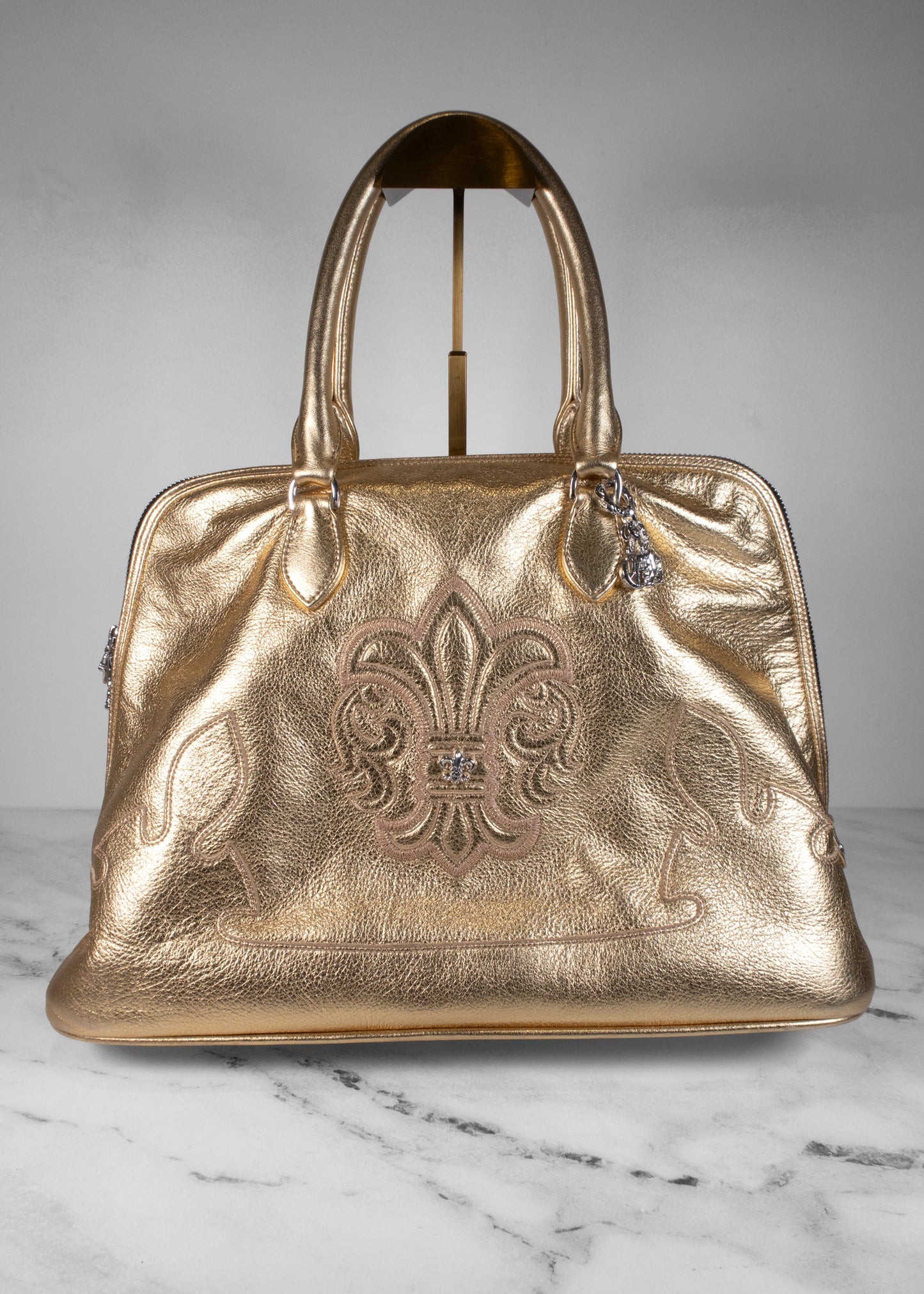 Chrome Hearts Large Gold Fleur Metallic Tote Bag