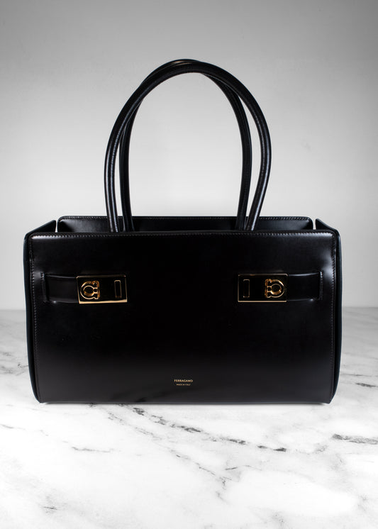 Ferragamo Gancini Buckle Large Top Handle Bag