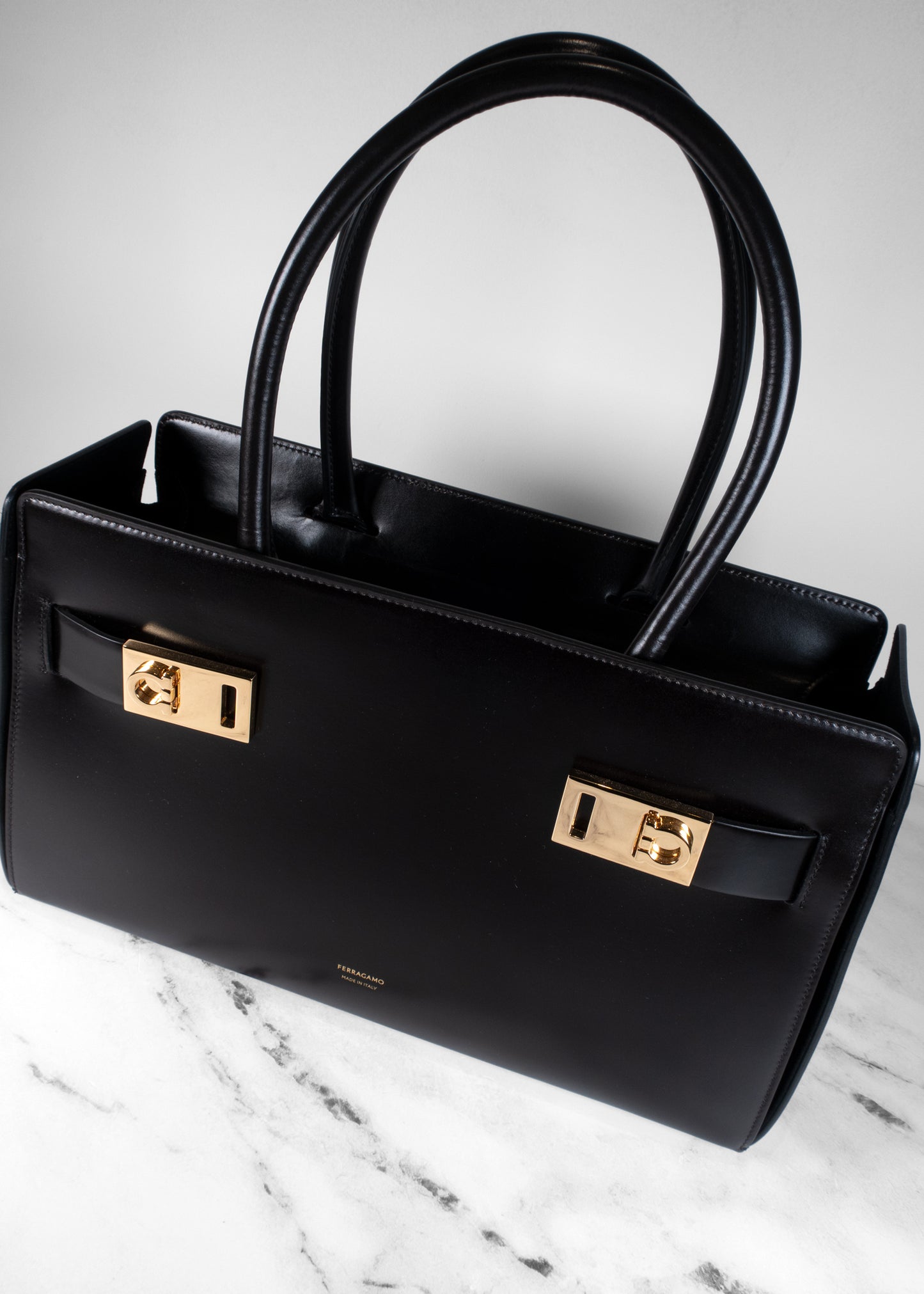 Ferragamo Gancini Buckle Large Top Handle Bag