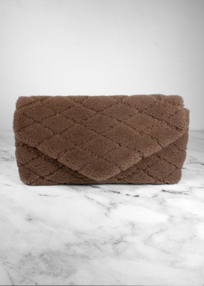 Saint Laurent Sade Large Quilted Shearling Clutch