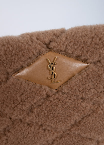 Saint Laurent Sade Large Quilted Shearling Clutch