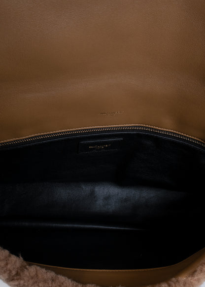 Saint Laurent Sade Large Quilted Shearling Clutch