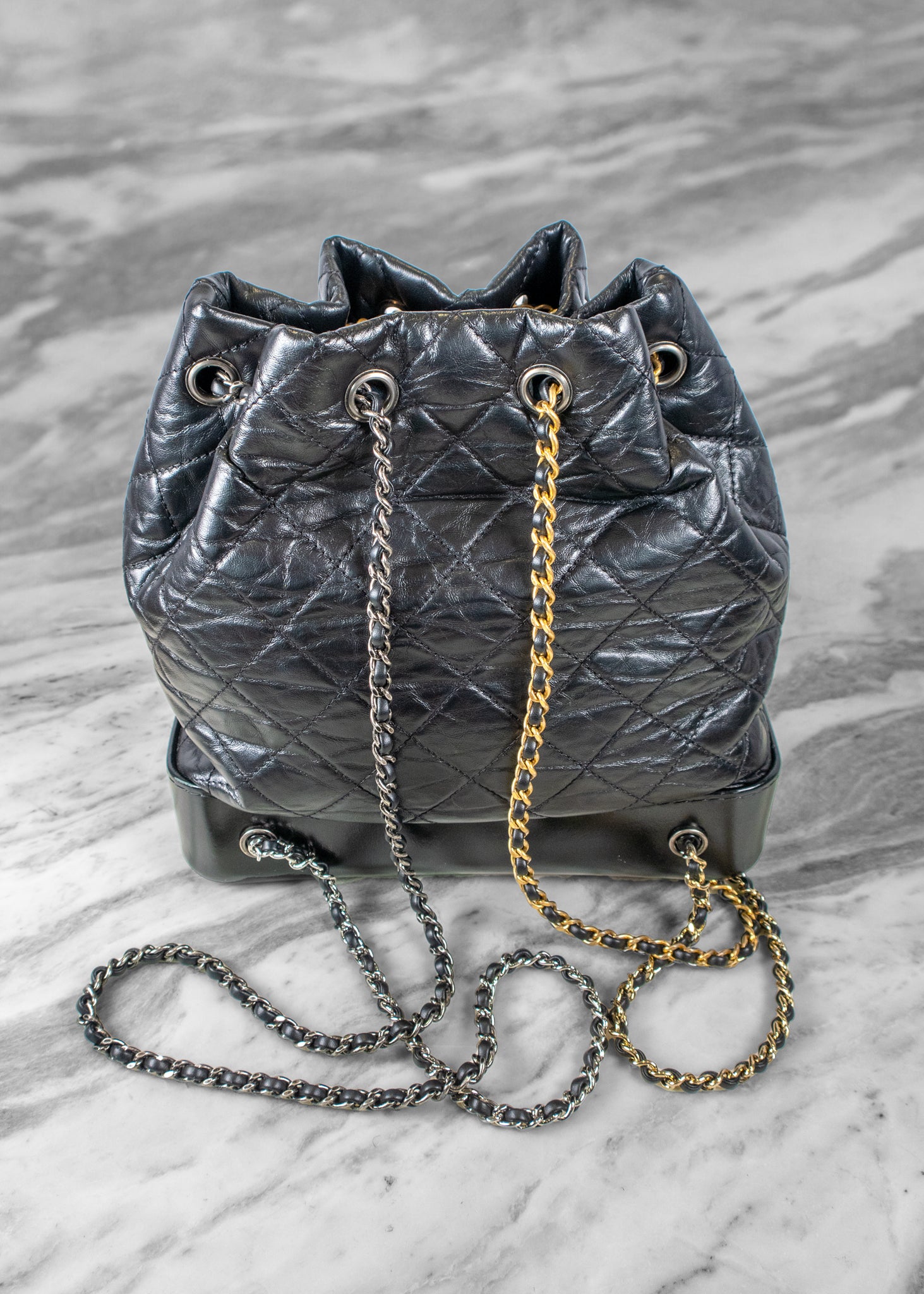 Chanel gabrielle backpack silver best sale