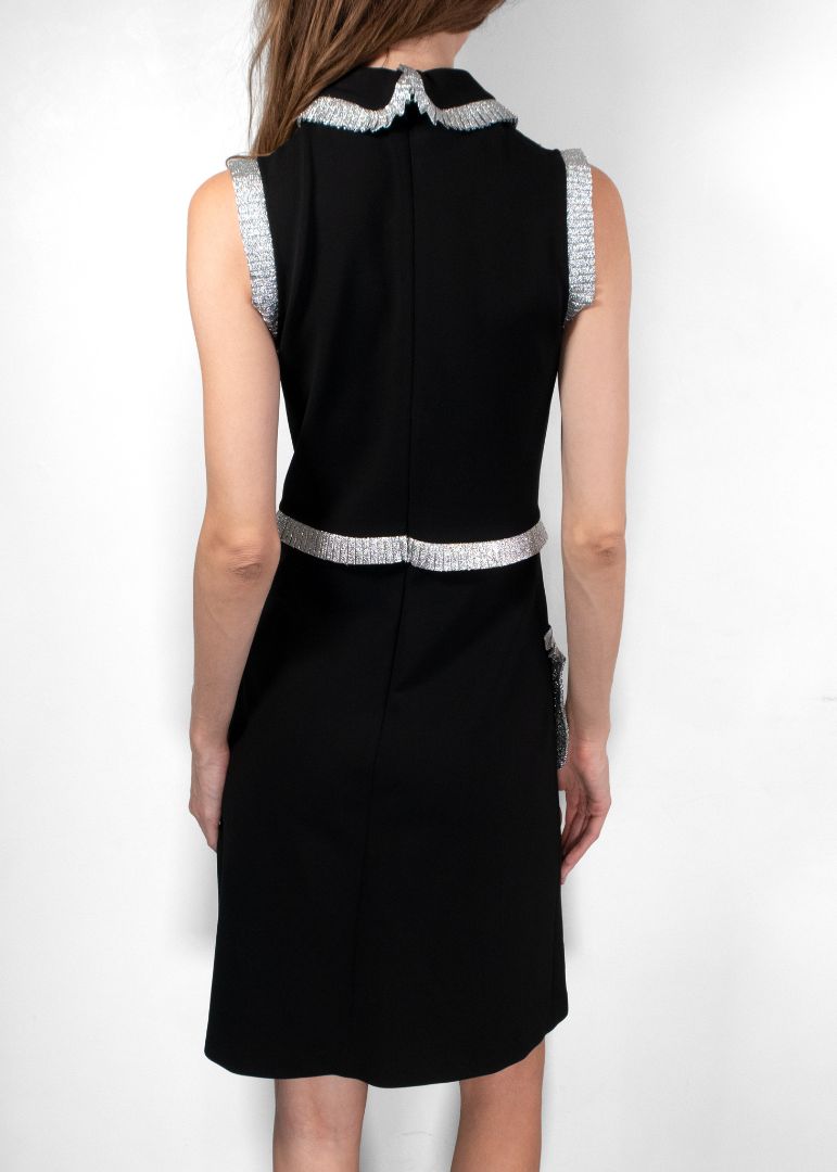 Gucci Black Sleeveless Dress With Metallic Silver Trim