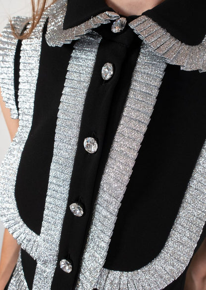 Gucci Black Sleeveless Dress With Metallic Silver Trim