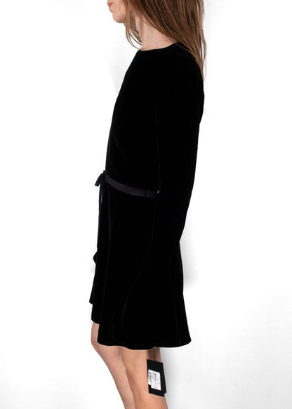 Saint Laurent Black Velvet Long Sleeve Mini Dress