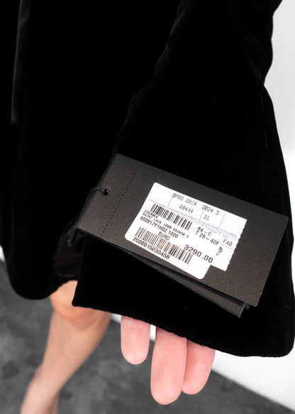 Saint Laurent Black Velvet Long Sleeve Mini Dress