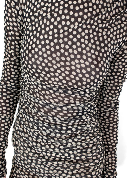 Saint Laurent Black/White Polka Dot Long Sleeve Mini Dress