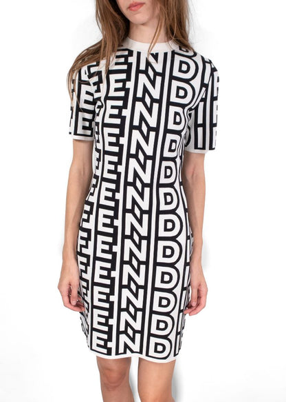 Fendi & Marc Jacobs Black/White Logo Knit Mini Dress