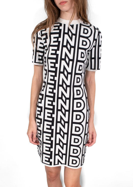 Fendi & Marc Jacobs Black/White Logo Knit Mini Dress
