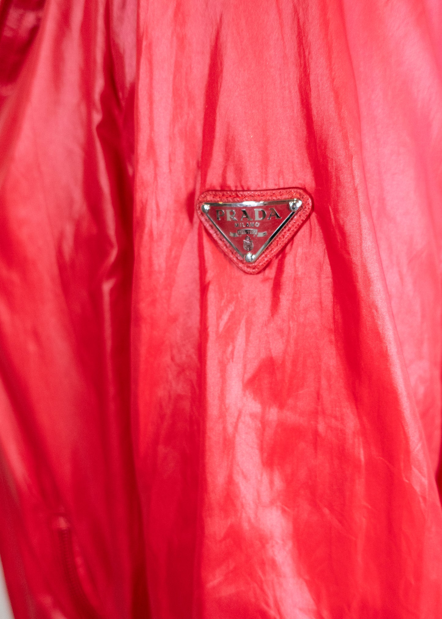 Prada Shiny Logo Nylon Red Windbreaker