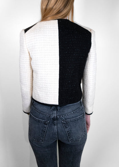 Saint Laurent Cropped Two-tone Metallic Tweed Jacket