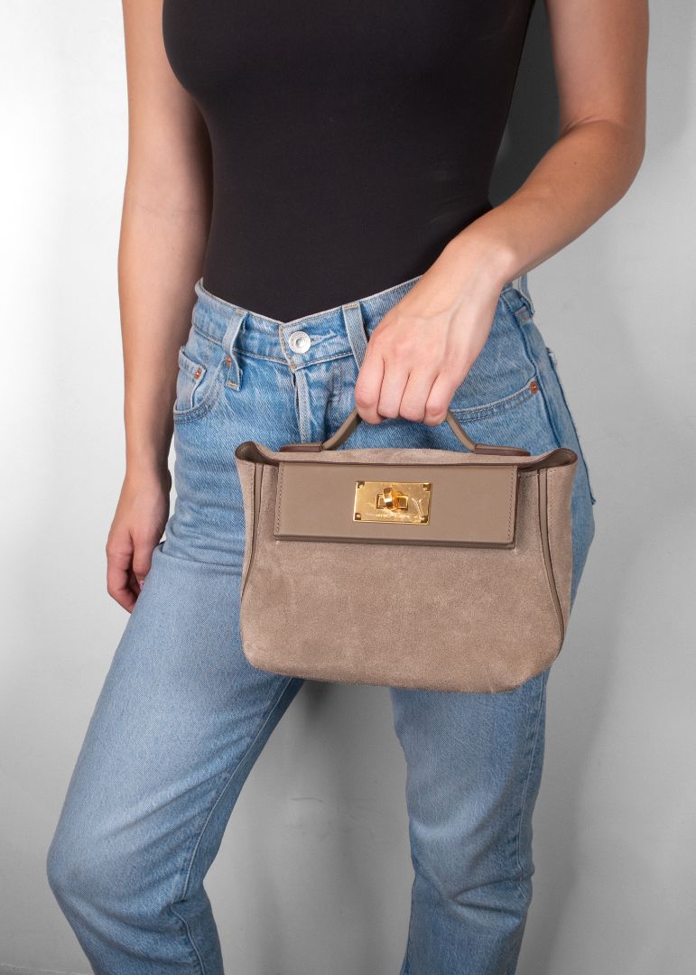Hermes Taupe Suede Evercolor Bag