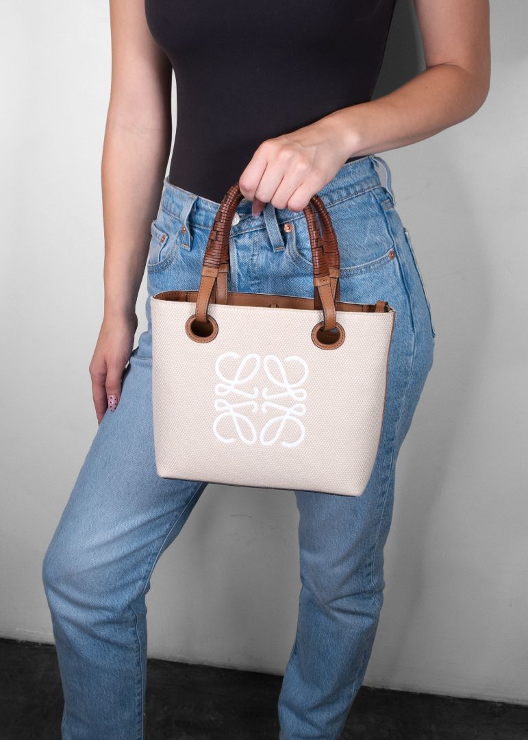 Loewe Beige Anagram Tote Mini Bag