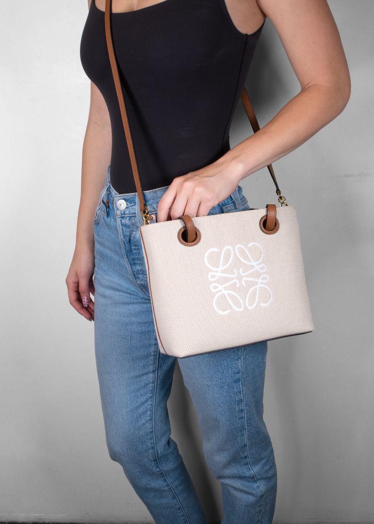 Loewe Beige Anagram Tote Mini Bag