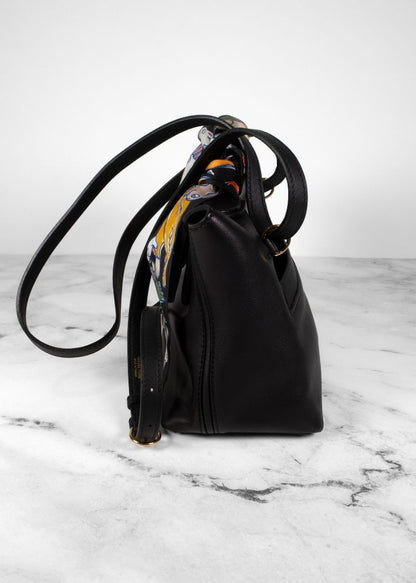 Hermes Black Leather Evercolor Bag With Twilly