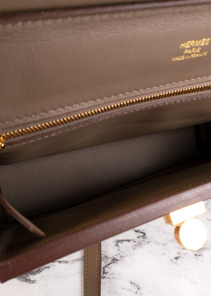 Hermes Taupe Suede Evercolor Bag