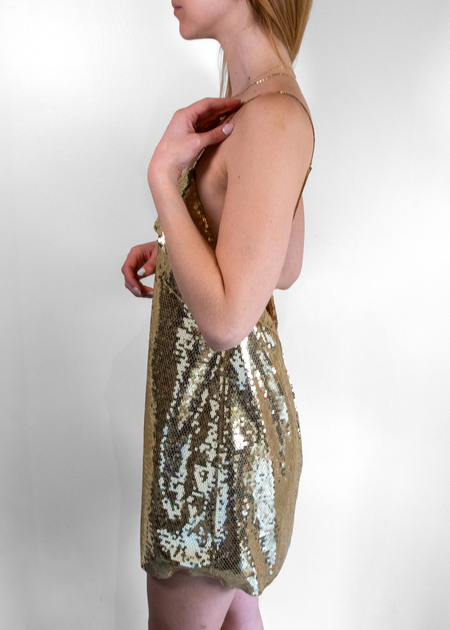 Celine Gold Sequin Mini Dress