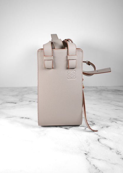 Loewe Beige Leather Shoulder Bag With A Tan Trim And Gold Zipper Detail