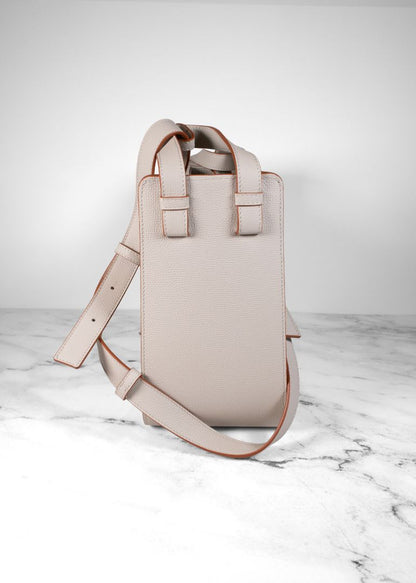 Loewe Beige Leather Shoulder Bag With A Tan Trim And Gold Zipper Detail