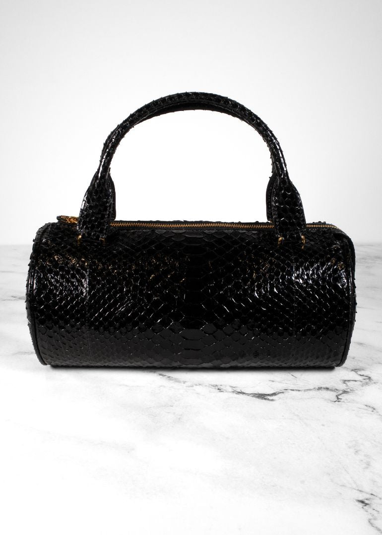 The Row Black Python 90s Round Bag