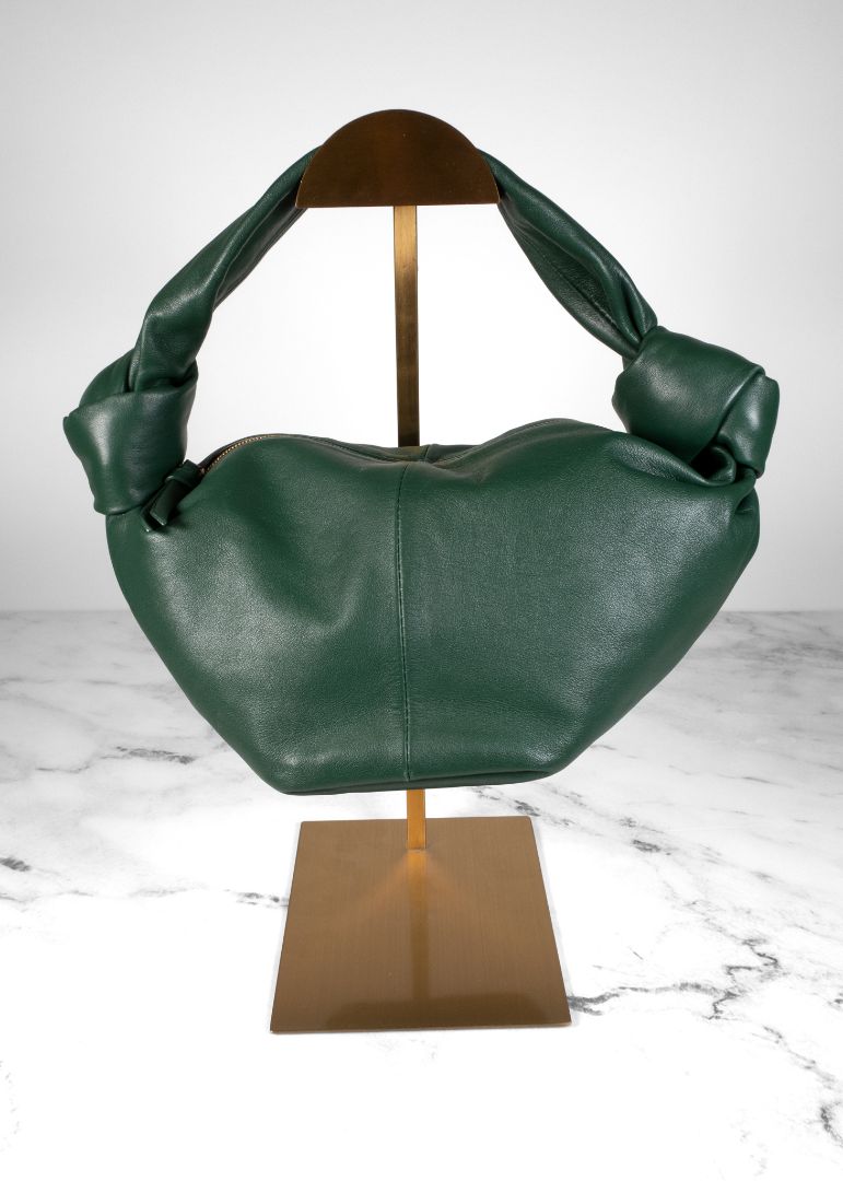 Bottega Veneta Dark Green Leather Top Knot Mini Bag