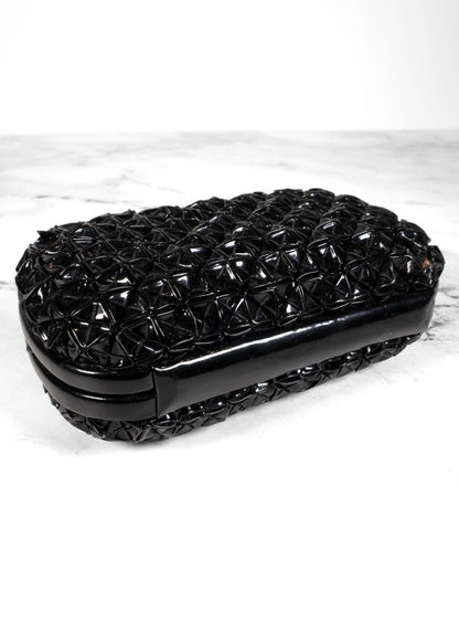 Bottega Veneta Black Patent Leather Origami Knot Clutch