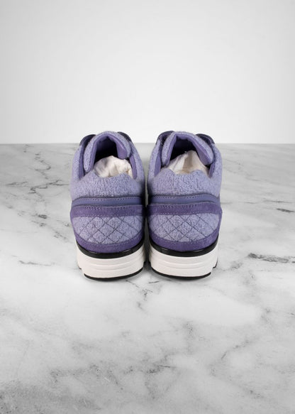 Chanel Purple Suede Leather And Tweed Sneakers