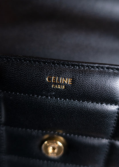 Celine Goatskin Matelasse Chain Shoulder Bag Black