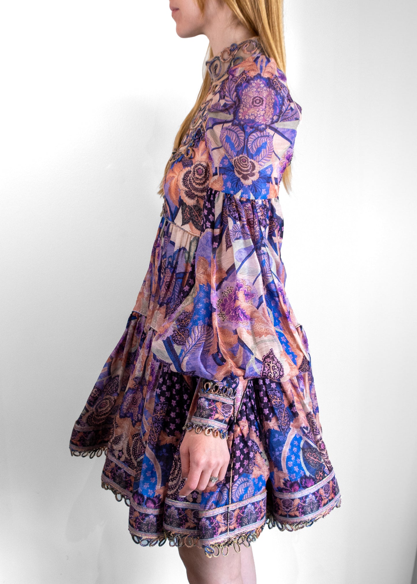 Zimmermann Celestial Swirl Yoke Linen & Silk Dress