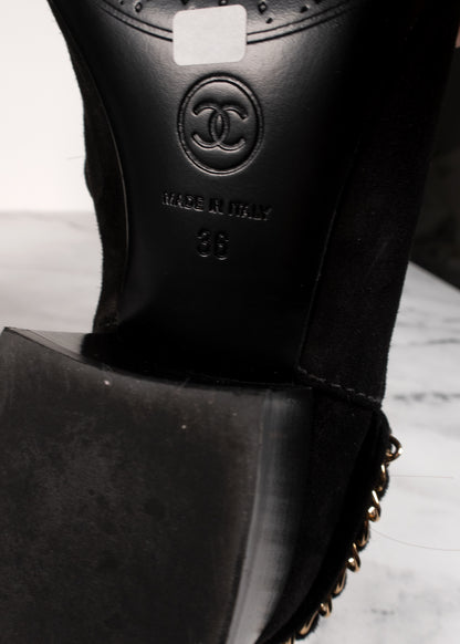 Chanel 2013 Interlocking CC Logo Moto Boots