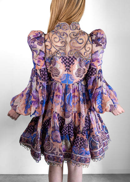 Zimmermann Celestial Swirl Yoke Linen & Silk Dress