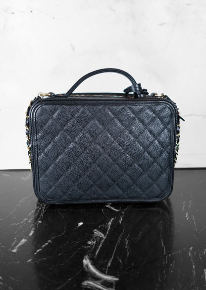 Chanel Caviar Quilted Large CC Filigree Vanity Case