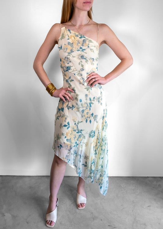 Celine Floral Asymmetric Slip Dress
