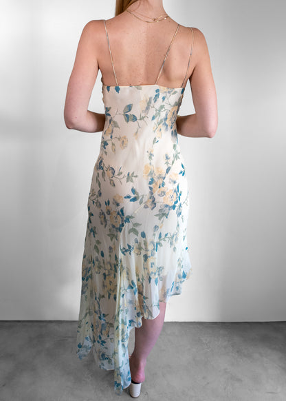 Celine Floral Asymmetric Slip Dress