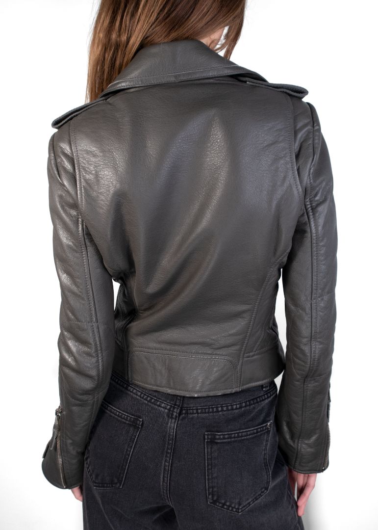 Balenciaga Grey Leather Biker Jacket