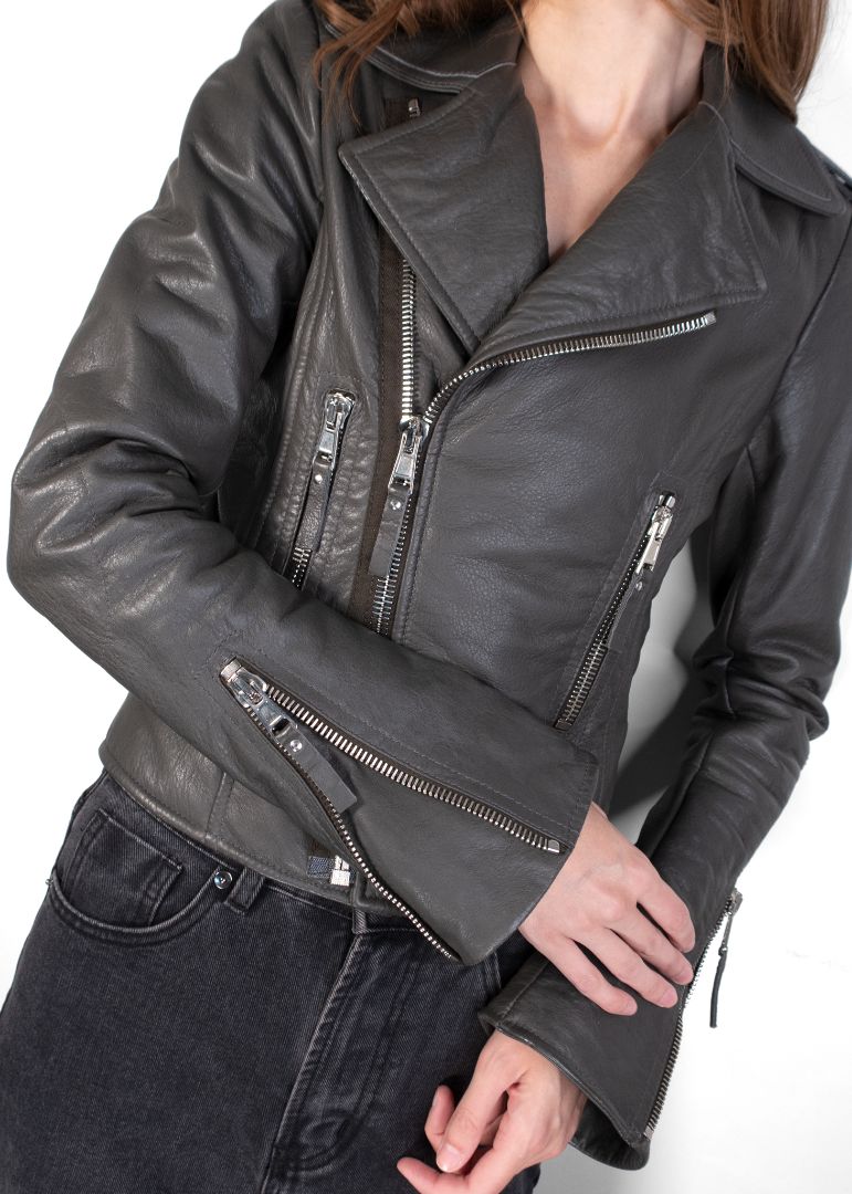 Balenciaga Grey Leather Biker Jacket