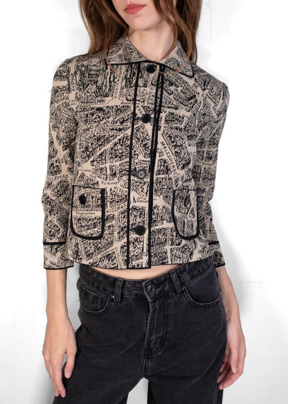 Dior Beige / Black Paris Map Knit Jacket