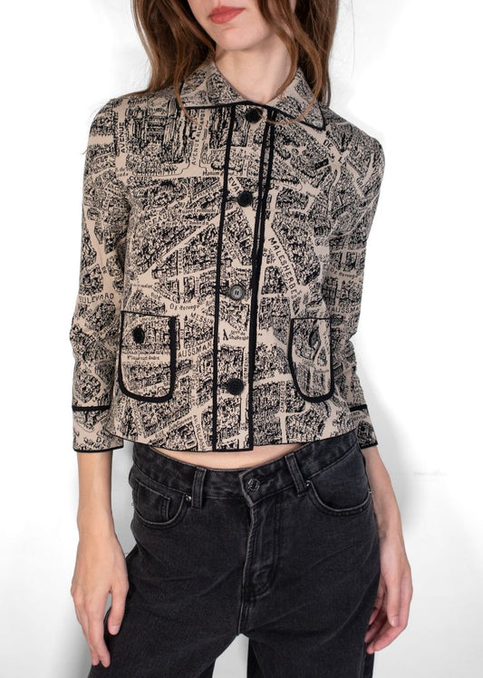 Dior Beige / Black Paris Map Knit Jacket