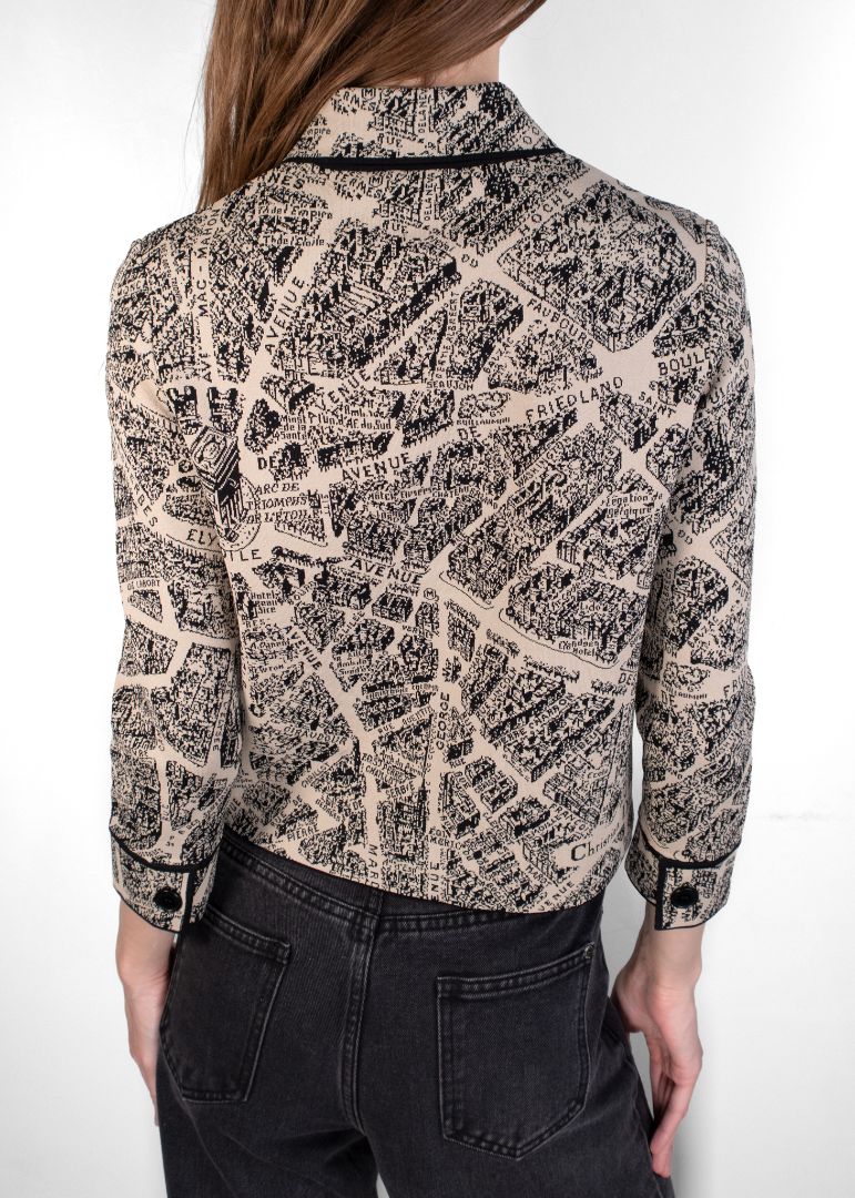 Dior Beige / Black Paris Map Knit Jacket
