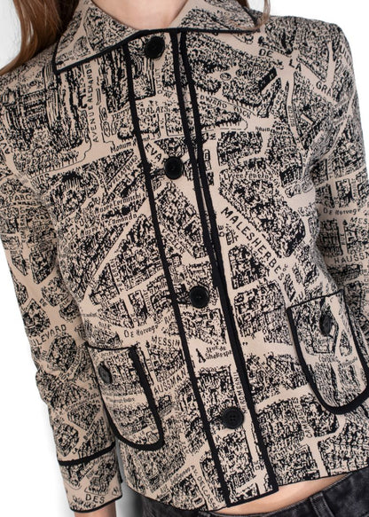 Dior Beige / Black Paris Map Knit Jacket