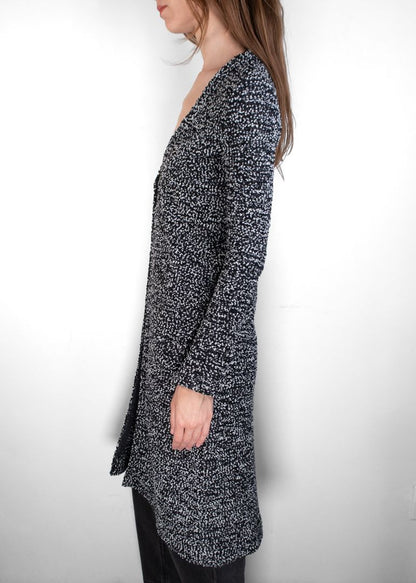 Dior Navy/White/Shimmery Boucle Tweed Knit Long Jacket