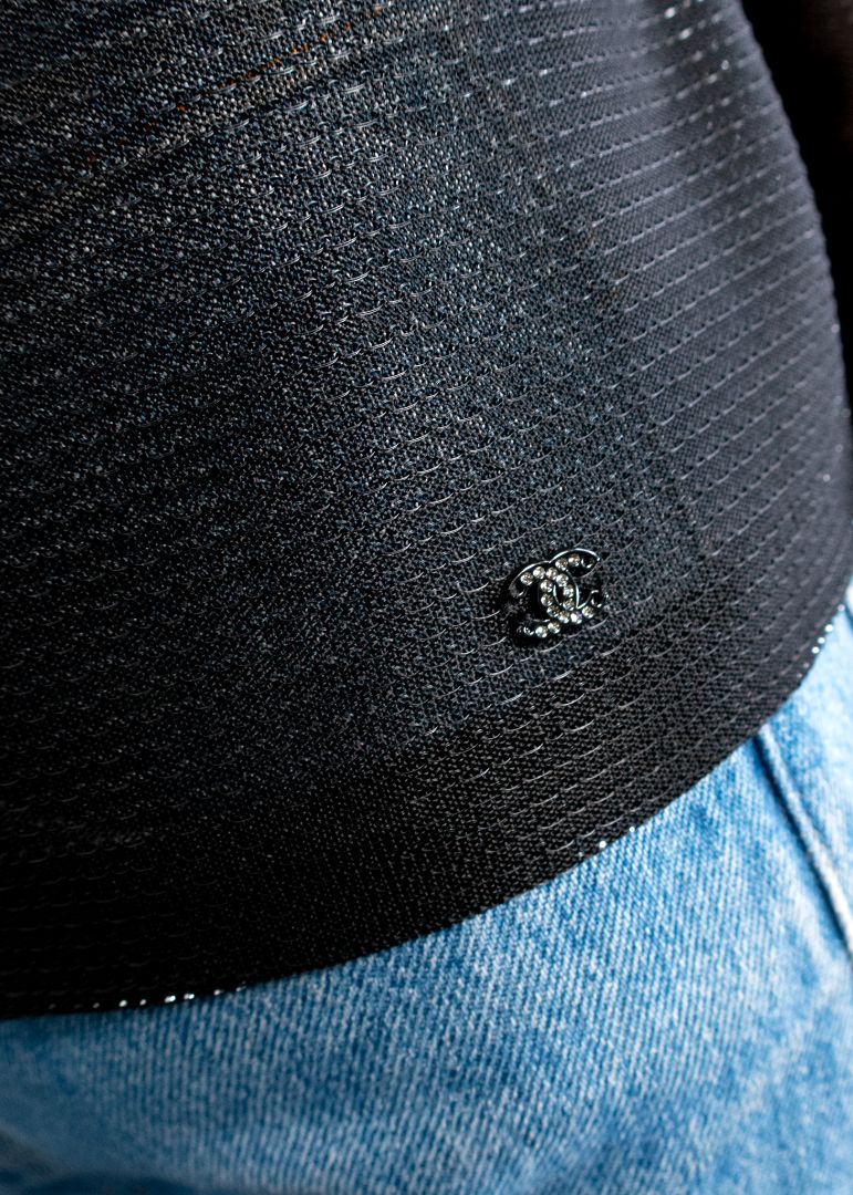 Chanel Black Sheer Blouse With Silver Stitching