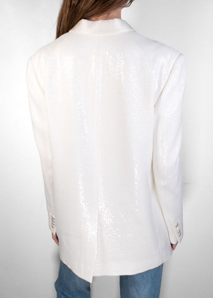 Celine Cream Sequin Tuxedo Blazer