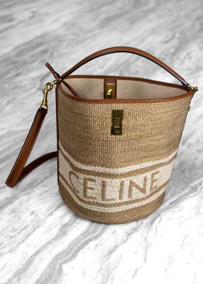 Celine Natural Bucket 16 Bag In Textile
