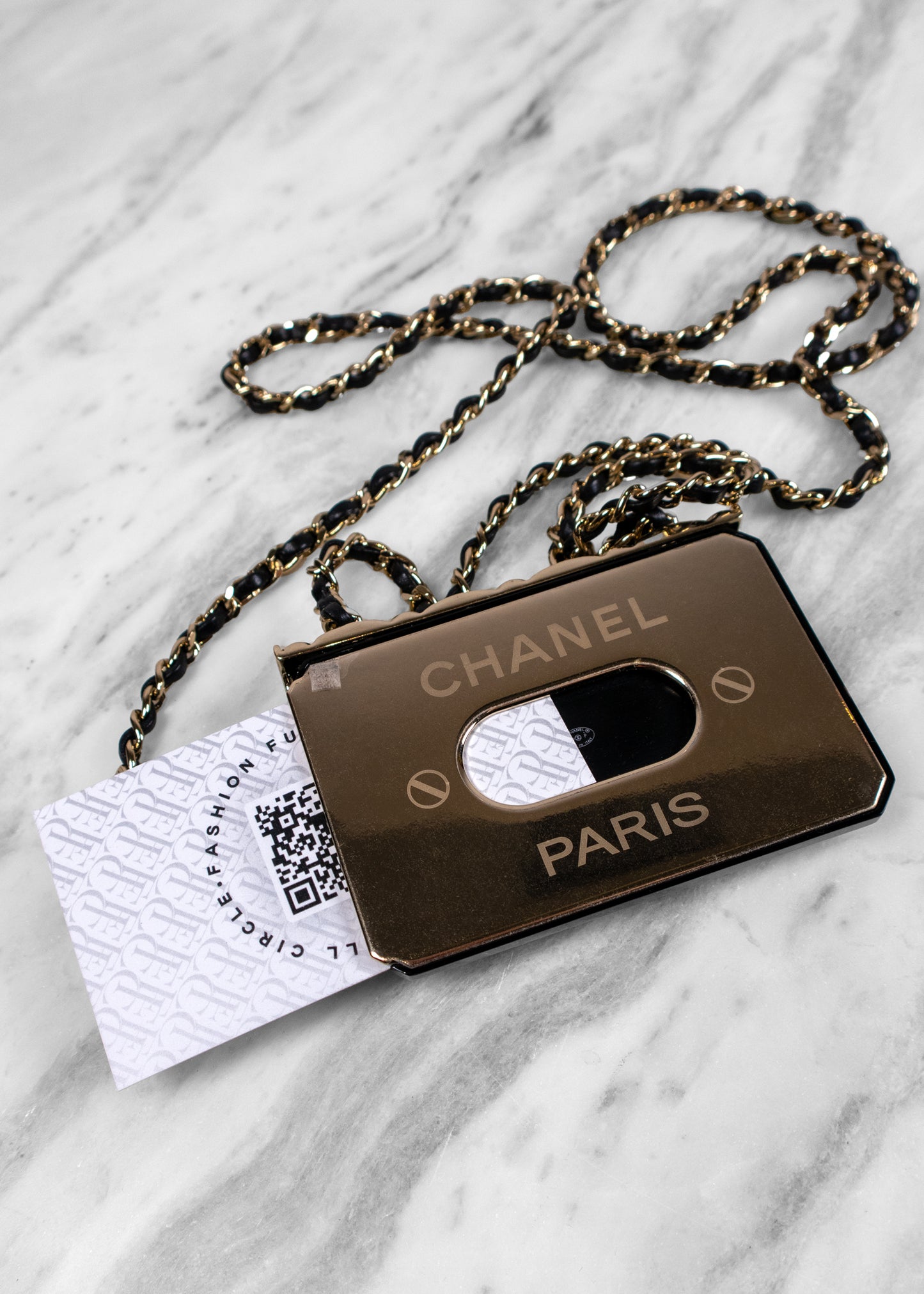 Chanel 2022 Leather & Resin Card Holder Purse Pendant Necklace