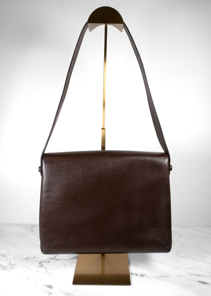 Chanel Brown Caviar Leather Shoulder Bag With Gold CC
